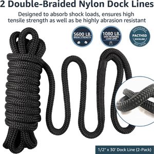 Cime di ormeggio in nylon di grado marino con anello da 12 pollici, corda per ormeggio ad alta resistenza, facile da usare, cime per barche intrecciate - Product Image 2