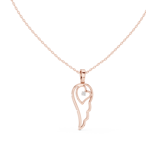 ANGEL'S HEART EMBRACE LAB GROWN DIAMOND <b>PENDANT</b> SET IN 18KT <b>SOLID</b> ROSE <b>GOLD</b> FOR ENGAGEMENT PARTY VALENTINE GIFT DAILY WEAR - Product Image 1