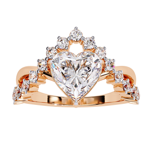 Heart-Shaped Lab-Grown Diamond Solitaire Engagement Ring 14K 18k Yellow Solid Gold Luxury Elite Women's Wedding - Product Image 2