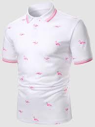 Ropa de Golf Personalizada con Estampado Completo para Hombre, 180 GSM, 100% Algodón Tejido, Estilo Resort, con Estampado de Flamencos y Cuello Premium - Product Image 3