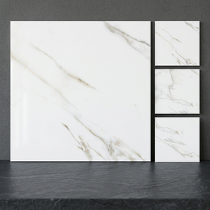Baldosas de Porcelana con Aspecto de Mármol Blanco, 600x600mm, 18mm/20mm, Antideslizantes, Cerámica Esmaltada para Interiores Modernos y Exteriores de Villas - Product Image 3