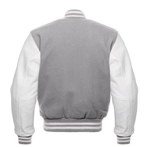 เสื้อแจ็คเก็ตวาร์ซิตี้ PU สีเทาขาวสำหรับผู้ชาย ปกคอพับ แขนยาว ลำลอง เสื้อคลุมฤดูใบไม้ร่วง - Product Image 6