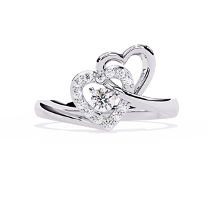 Anillo de oro macizo de 14k con diamante de corte redondo en forma de corazón para mujer, diseño de flor, para regalo, compromiso, aniversario, boda - Product Image 5