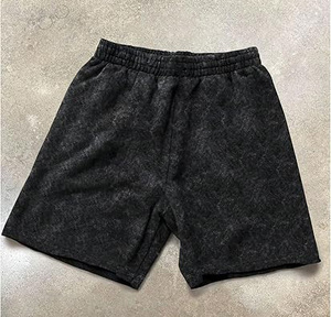 Shorts imprimés délavés à l'acide pour hommes, style streetwear typographique moderne, en coton doux, pour la gym et l'entraînement, imprimé 2026 - Product Image 2