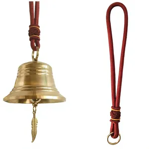 Carillon de porte rustique vintage en laiton avec finition antique, petit carillon suspendu pour entrée de temple, jardin, décoration intérieure et cadeaux - Product Image 6
