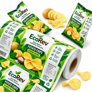 Rouleau de film d'emballage transparent pour chips de pommes de terre, écologique, avec logo personnalisé, 45 cm x 50 m, qualité alimentaire, laminé, résistant à la graisse, brillant, numérique - Product Image 2