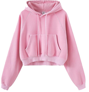 Women's Acid Wash <b>Cropped</b> Hoodie Regular Fleece Lined Pullover Sweatshirt Windproof Anti-UV Simple Custom Logo - Product Image 6