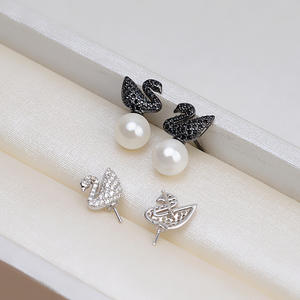 Ensemble de bijoux fins en argent S925 avec pendentif et collier en forme de cygne noir, avec support de perle vide, accessoires neufs 1346 - Product Image 3