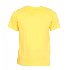 Camiseta de Manga Corta con Cuello Redondo para Mujer, Color Amarillo, Corte Regular, Color Sólido, Informal, de Algodón, Transpirable, Ecológica, de Secado Rápido, para Primavera - Product Image 1