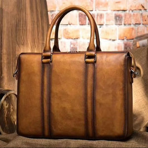 Bolso Mensajero para Portátil de Cuero Genuino, Moderno, Vintage, Bandolera, Maletín, para Viajes de Negocios, Ecológico, Portátil, LLB-0378 - Product Image 1