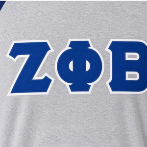 T-shirt Raglan Color Block Zeta Phi Beta avec Lettres Grecques Personnalisées Gris Marine Blanc Manches Premium Respirant Écologique Été - Product Image 6