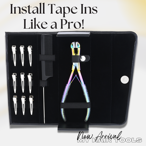 Professional <b>Hair</b> Extensions weft prssing tape in Pliers 9pcs <b>Sectioning</b> <b>Clips</b> & Combs Professional Tape In Extension Tool Kit - Product Image 2