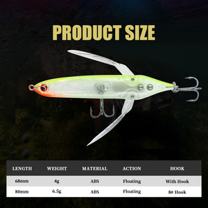 Señuelo de Pesca Popper de Agua Salada de 68 mm y 80 mm, 10 Colores, Señuelo Artificial Duro de ABS, Señuelo Flotante para Pesca de Pampo <span class=keywords><strong>Dorado</strong></span> - Product Image 3