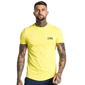 Camiseta de cuello redondo para hombre, camisa deportiva de alta calidad con logotipo personalizado, Color amarillo, precio de fábrica, venta al por mayor, 2023 - Product Image 1