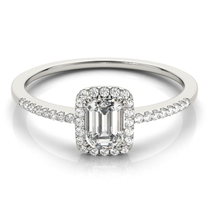 แหวนเพชรทรงเอเมอรัลด์คัทแบบ Halo น่ารัก ประดับเพชรเม็ดเล็กๆ รอบวง  ทอง 10K 14K 18K เงิน 925 935 สำหรับงานแต่งงานและเป็นของขวัญ - Product Image 2