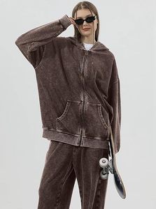 Sweat à capuche zippé sur mesure de haute qualité, délavé à l'acide, 100 % coton, pour homme, style vintage, hiver, coupe oversize, respirant - Product Image 3