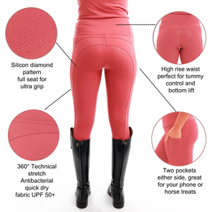 Leggings d'équitation pour femmes sur mesure à taille haute, design à panneaux en maille unie, respirants, antidérapants, avec grip en silicone, pantalons d'équitation - Product Image 6