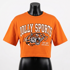 T-shirt court en jersey de coton premium 180 GSM pour femme, orange, doux, respirant, avec logo imprimé - Product Image 1