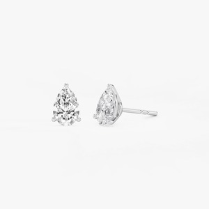 Éblouissantes boucles d'oreilles en or massif 14 carats avec diamants de laboratoire pour femmes, solitaires taille poire, pour mariage et soirée, bijoux de luxe haut de gamme - Product Image 5