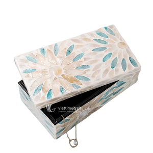 Mother of Pearl Jewelry <b>Box</b> <b>Floral</b> Inlaid Storage Case Handmade Decorative Organizer for Gift and Craft - Product Image 1