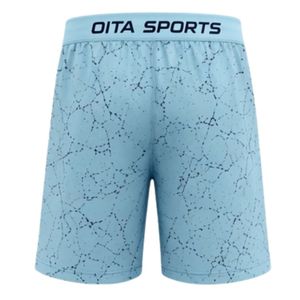 Custom Light Blue Navy Speckled Print Athletic <b>Shorts</b> with <b>Elastic</b> <b>Waistband</b> Lightweight Breathable Sports Gym Fitness Training - Product Image 2