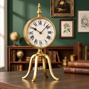 Reloj de Mesa de Latón Vintage con Números Romanos, Reloj de Escritorio de Metal Ornamentado, Reloj de Pie Clásico de Lujo para Decoración del Hogar u Oficina - Product Image 6