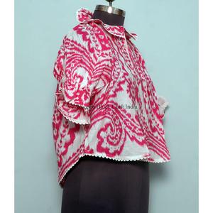 เสื้อผ้าฝ้ายแท้ 100% ทรงแฟลร์ รักษ์โลก เหมาะสำหรับสาวออฟฟิศ สไตล์ลำลอง แขนสั้น คอทรงโอ พิมพ์ลายดอกไม้ วินเทจ โรแมนติก ทรงพอดีตัว - Product Image 4