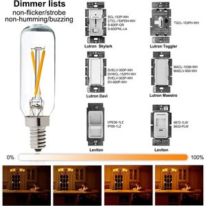 Lampadina LED T6 Dimmerabile 25W Candelabro con 2700K Luce Chiara 200lm 2W E12 T25 LED Confezione da 6 - Product Image 5