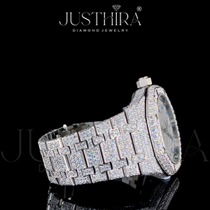 Montre Bracelet de Luxe en Acier Inoxydable avec Cadran en Verre, Diamants Moissanite et Chiffres Arabes, Design Pièce de Monnaie, Style Hip-Hop, Nouvelle Collection Premium - Product Image 3