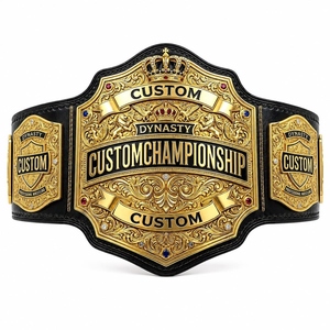 Unisex <b>Wrestling</b> Style Champion Belt with PU Leather Strap and Gold Plates for Martial Arts, Sports Events and Award Display - Product Image 6