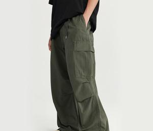 Pantalones Cargo de Pierna Ancha para Hombre, 100% Algodón Canvas, Cintura Elástica, Múltiples Bolsillos, Estilo Casual, Primavera, Peso Medio, Transpirables - Product Image 1