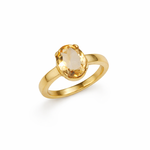 <b>Brass</b> <b>Ring</b> Citrine Oval Faceted Fixed Size Classic Solitaire Statement <b>Ring</b> Handmade Glam Women Jewelry Moku Jewellery - Product Image 1