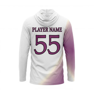 Maillot de basket-ball personnalisé – Maillot d'équipe à capuche à manches longues blanc et violet, nom et numéro personnalisés - Product Image 4