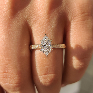 Anillo Marquise Holandés de Alta Calidad con Engaste Milgrain, Joyería Nupcial de Laboratorio, Proveedor Mayorista en Línea, Chapado en Oro - Product Image 6