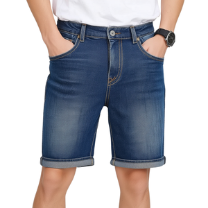 Pantalones Cortos de Mezclilla para Hombre, Corte Holgado, 100% Algodón, Largura hasta la Rodilla, Cierre con Botones, Protección Anti-UV y Ecológicos - Product Image 1