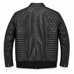 Blouson en cuir noir clouté OEM ODM Vente en gros pour hommes, style motard, respirant, imperméable, fabricant sous marque privée - Product Image 2