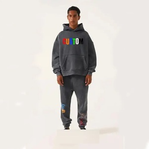 Ensemble de survêtements streetwear, pantalons de survêtement et sweats à capuche, survêtements oversize de haute qualité pour hommes, survêtement délavé à l'acide - Product Image 1