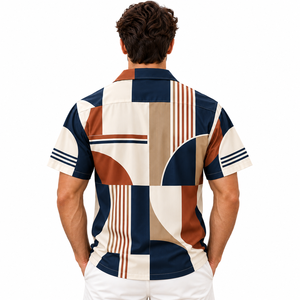 <b>Men's</b> Summer Fashion <b>Beach</b> <b>Shirts</b> Short-Sleeve t <b>Shirt</b> for <b>Men</b> Button Down Lapel Loose Fit Printed Clothes <b>Men</b> - Product Image 2