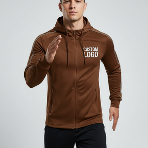 Sweat à capuche zippé en polyester pour homme, logo personnalisé, fabricant de vêtements de sport, faible MOQ - Product Image 5
