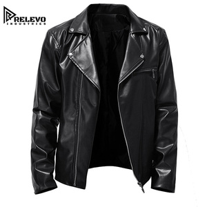 High Quality Men Classic Black Moto Leather <b>Jacket</b>, Collar Zipper Pocket Slim Fit Motorcycle <b>Biker</b> <b>Jacket</b> Premium Outerwear - Product Image 1