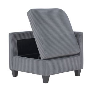Moderno sedile angolare modulare grigio scuro 1pc con rivestimento in tessuto di velluto a coste per soggiorno grigio scuro - Product Image 3