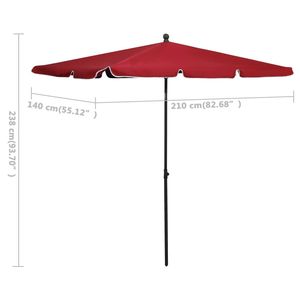Sombrilla de Jardín Roja Burdeos 100% Poliéster 82.7 X 55.1 Pulgadas con Base - Product Image 6