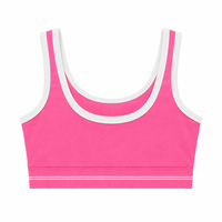 Groothandel OEM ODM Sportbeha voor vrouwen 75% Nylon 25% Spandex 240gsm Roze Medium Support Contrast Binding Zachte Gymbeha