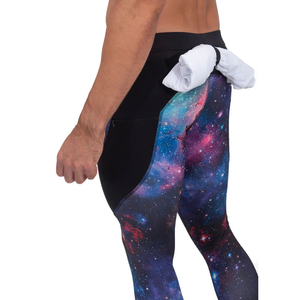 Leggings de compression pleine longueur pour hommes, imprimé galaxie, spandex, polyester, taille élastique - Product Image 4