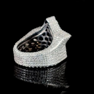 Anillo Unisex de Plata de Ley 925 con Baño de Rodio, Estilo Hip Hop, con Piedras de Moissanita, Totalmente Cubierto de Piedras, Regalo de Compromiso y Aniversario - Product Image 3