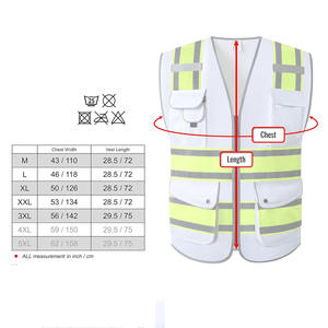Gilet de sécurité haute visibilité personnalisé à bas prix (vente en gros) – Gilet de sécurité réfléchissant en maille respirante blanc fluorescent - Product Image 5