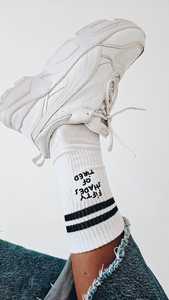 Calcetines Deportivos Personalizados con Logotipo Bordado, Calcetines de Tubo Blancos con Rayas, Calcetines Deportivos de Algodón Personalizados al por Mayor - Product Image 3
