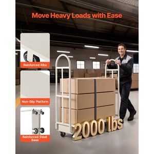 Carrello Industriale U-Boat con Capacità di Carico di 900 kg, Piattaforma in Acciaio Resistente, Carrello a Mano per Movimentazione Materiali - Product Image 2