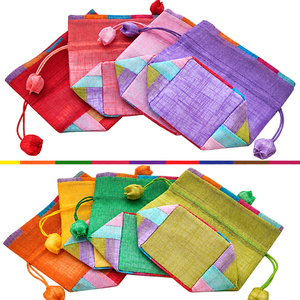 Square Patch Korean Traditional Bokjumeoni Pouch Colorful Fabric Drawstring Gift Bag Lucky Charm Jewelry Storage Handmade - Product Image 4