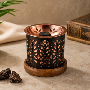 Brûleur à Bakhoor en bois arabe avec cage en métal doré et pince, brûleur à Oud islamique décoratif, parfum d'ambiance festif pour la maison, Ramadan, Aïd - Product Image 4